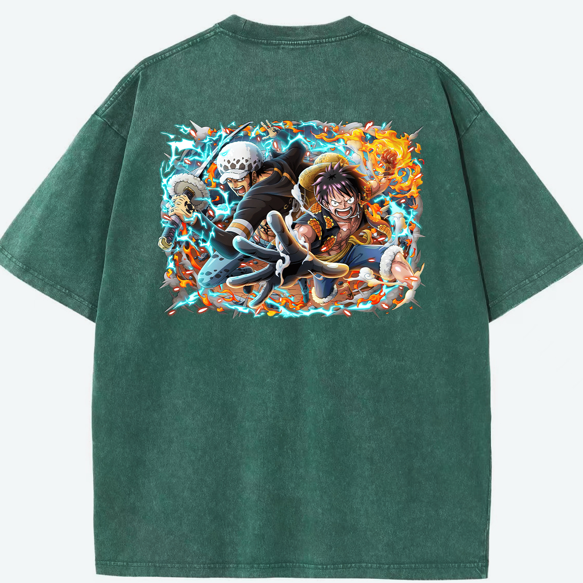 ワンピース モンキー・D・ルフィ ONE PIECE Monkey D. Luffy 綿100% ヴィンテージ風 半袖Tシャツ（背面プリント）